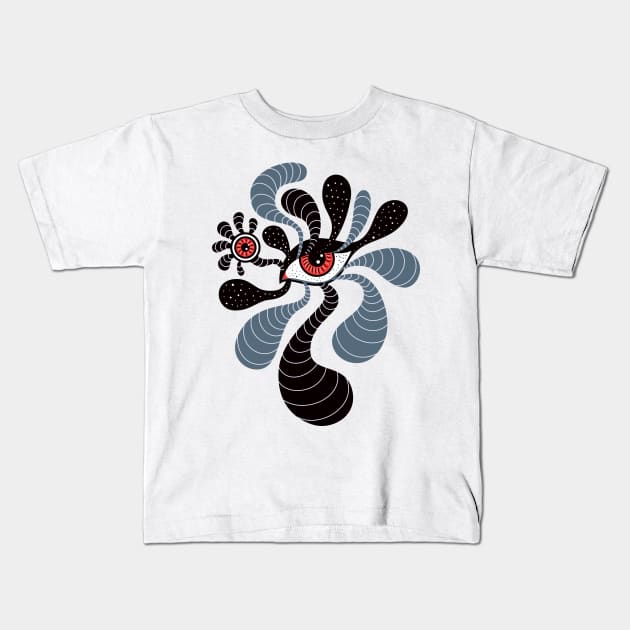 Abstract Surreal Double Red Eye Kids T-Shirt by Boriana Giormova